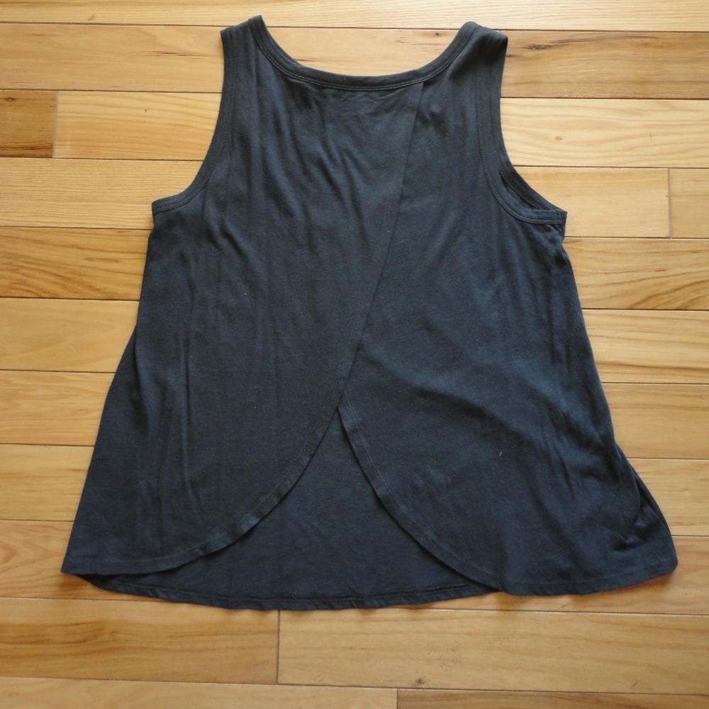 LOFT Grey Tulip Back/Split Back Tank Top